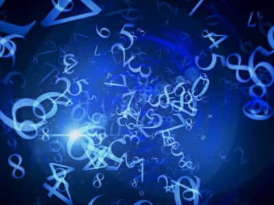 Abstract digital glowing blue numbers background. Technology and computing concept. 3D Rendering